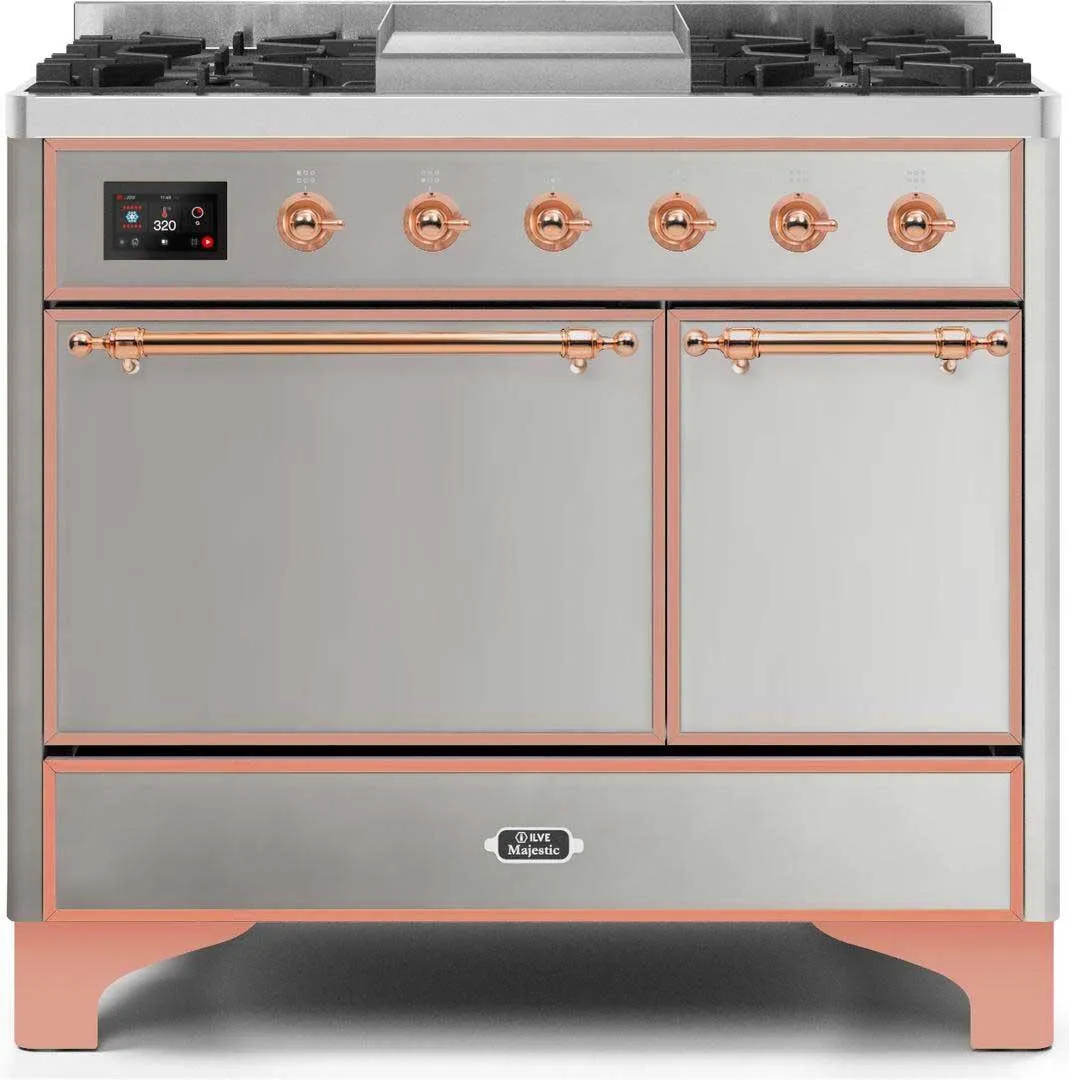Ilve UMD10FDQNS3SSP Majestic Ii 40 Inch Dual Fuel Natural Gas Freestanding Range In Stainless Steel With Copper Trim Freestanding Ranges freestanding dual fuel range 30 inch