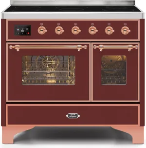 Ilve UMDI10NS3BUP Majestic Ii 40 Inch Electric Freestanding Range In Burgundy With Copper Trim Freestanding Ranges freestanding dual fuel range 30 inch