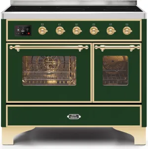 Ilve UMDI10NS3EGG Majestic Ii 40 Inch Electric Freestanding Range In Emerald Green With Brass Trim Freestanding Ranges freestanding dual fuel range 30 inch
