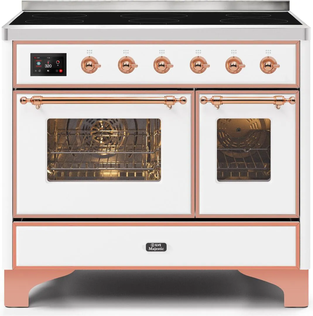 Ilve UMDI10NS3WHP Majestic Ii 40 Inch Electric Freestanding Range In White With Copper Trim Freestanding Ranges freestanding dual fuel range 30 inch