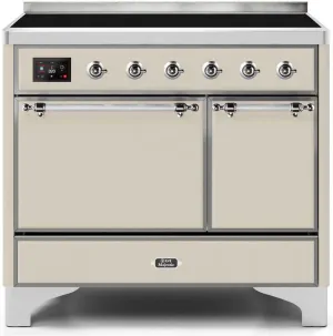 Ilve UMDI10QNS3AWC Majestic Ii 40 Inch Electric Freestanding Range In Antique White With Chrome Trim Freestanding Ranges freestanding dual fuel range 30 inch