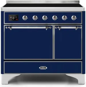 Ilve UMDI10QNS3MBC Majestic Ii 40 Inch Electric Freestanding Range In Blue With Chrome Trim Freestanding Ranges freestanding dual fuel range 30 inch