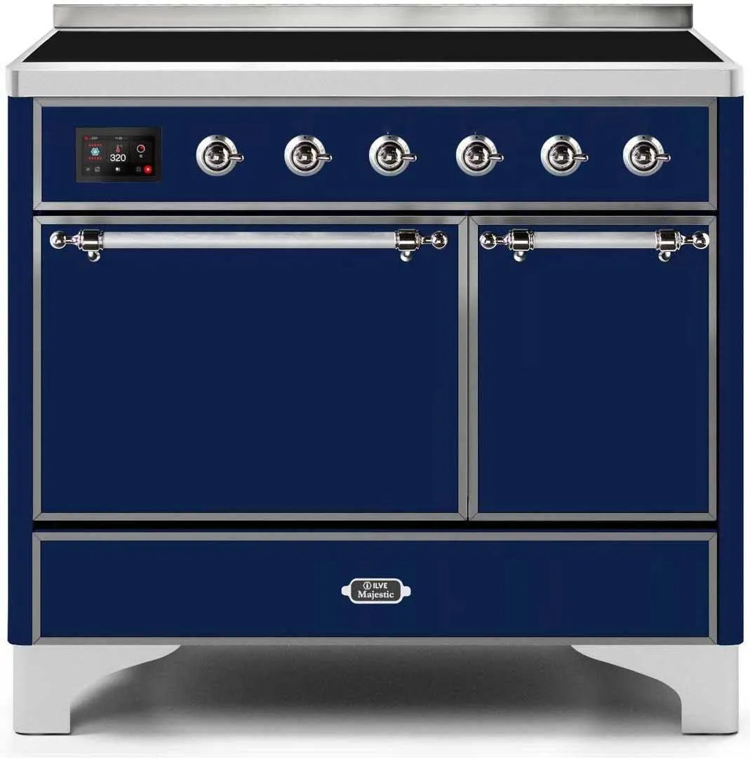 Ilve UMDI10QNS3MBC Majestic Ii 40 Inch Electric Freestanding Range In Blue With Chrome Trim Freestanding Ranges freestanding dual fuel range 30 inch