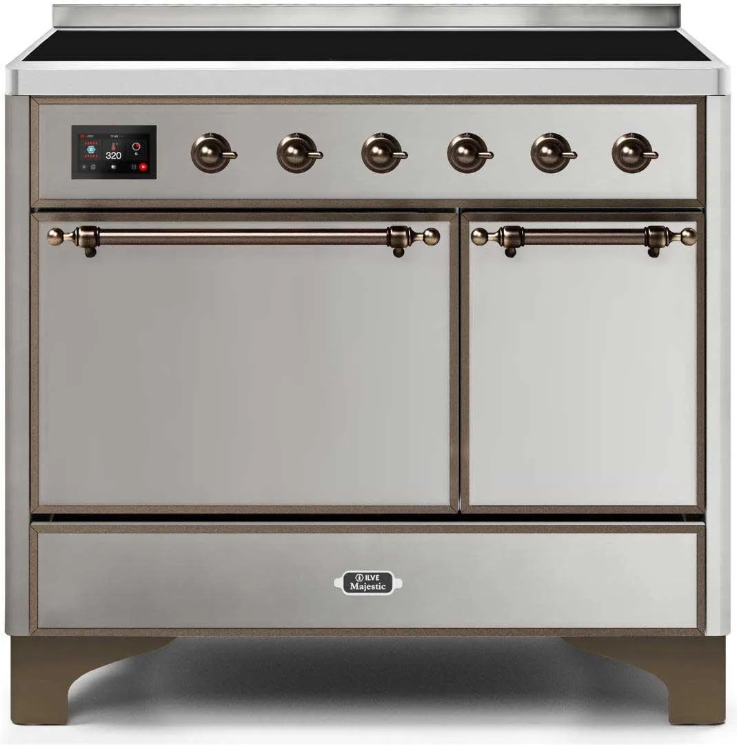 Ilve UMDI10QNS3SSB Majestic Ii 40 Inch Electric Freestanding Range In Stainless Steel With Bronze Trim Freestanding Ranges freestanding dual fuel range 30 inch