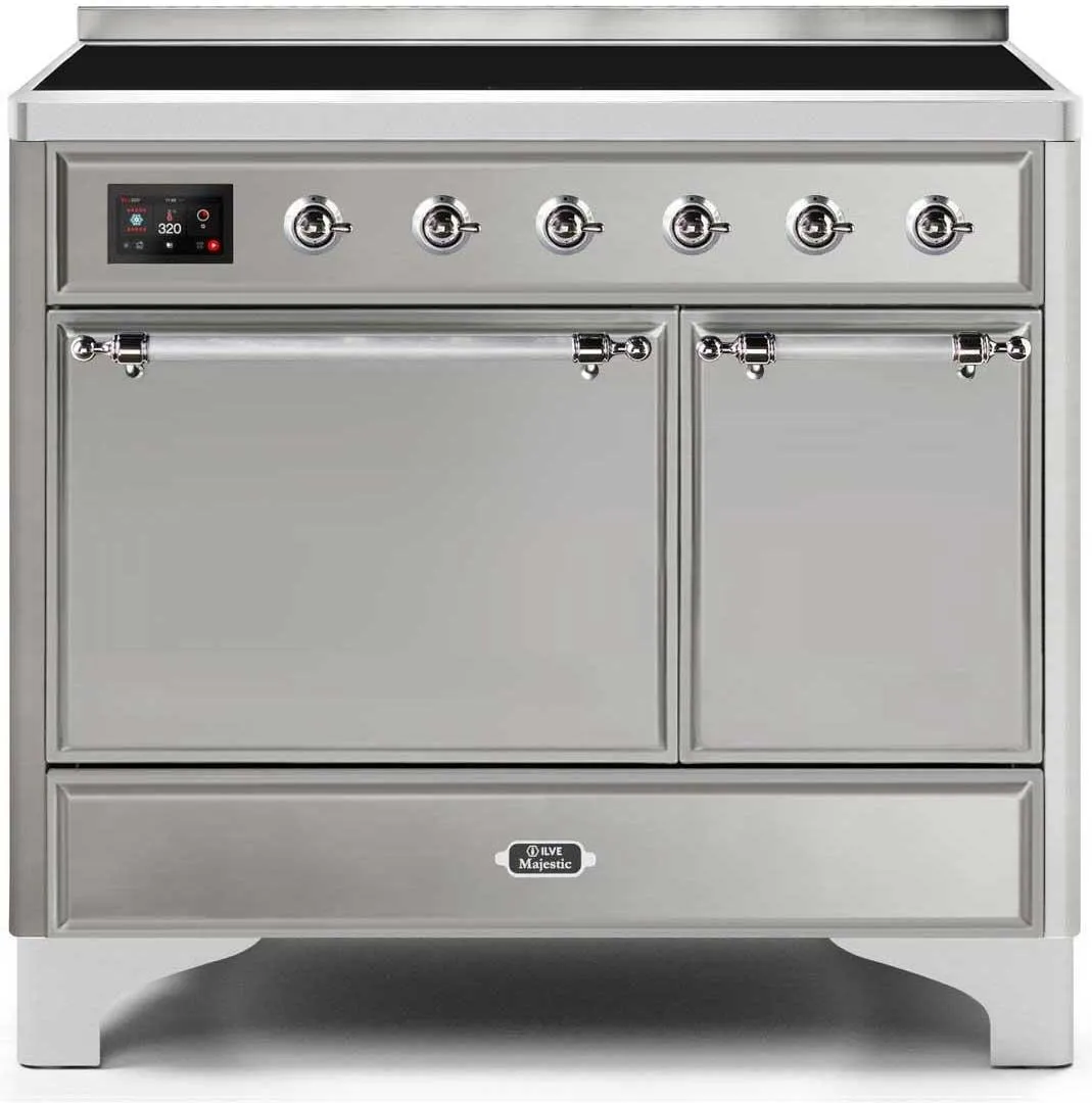 Ilve UMDI10QNS3SSC Majestic Ii 40 Inch Electric Freestanding Range In Stainless Steel With Chrome Trim Freestanding Ranges freestanding dual fuel range 30 inch