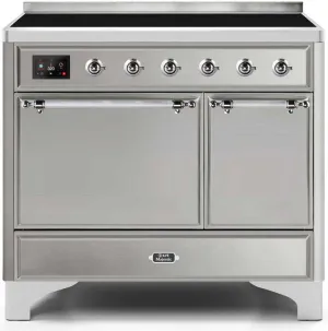 Ilve UMDI10QNS3SSC Majestic Ii 40 Inch Electric Freestanding Range In Stainless Steel With Chrome Trim Freestanding Ranges freestanding dual fuel range 30 inch