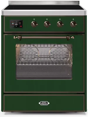 Ilve UMI30NE3EGB Majestic Ii 30 Inch Electric Freestanding Range In Emerald Green With Bronze Trim Freestanding Ranges freestanding dual fuel range 30 inch
