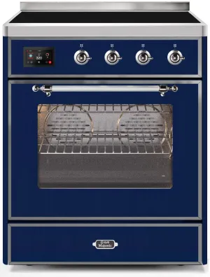 Ilve UMI30NE3MBC Majestic Ii 30 Inch Electric Freestanding Range In Blue With Chrome Trim Freestanding Ranges freestanding dual fuel range 30 inch