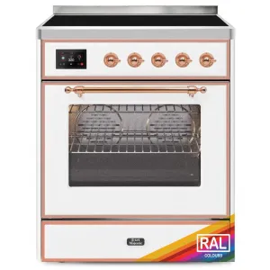 Ilve UMI30NE3RAP Ilve Majestic Ii 30 Umi30Ne3Rap Freestanding Electric Range With Induction Single Oven With Triple Glass Door In Ral Color With Copper Knobs Freestanding Ranges freestanding dual fuel range 30 inch