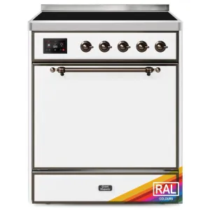 Ilve UMI30QNE3RAB Ilve Majestic Ii 30 Umi30Qne3Rab Freestanding Electric Range With Induction Single Oven With Solid Door In Ral Color With Bronze Knobs Freestanding Ranges freestanding dual fuel range 30 inch