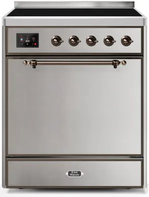Ilve UMI30QNE3SSB Majestic Ii 30 Inch Electric Freestanding Range In Stainless Steel With Bronze Trim Freestanding Ranges freestanding dual fuel range 30 inch