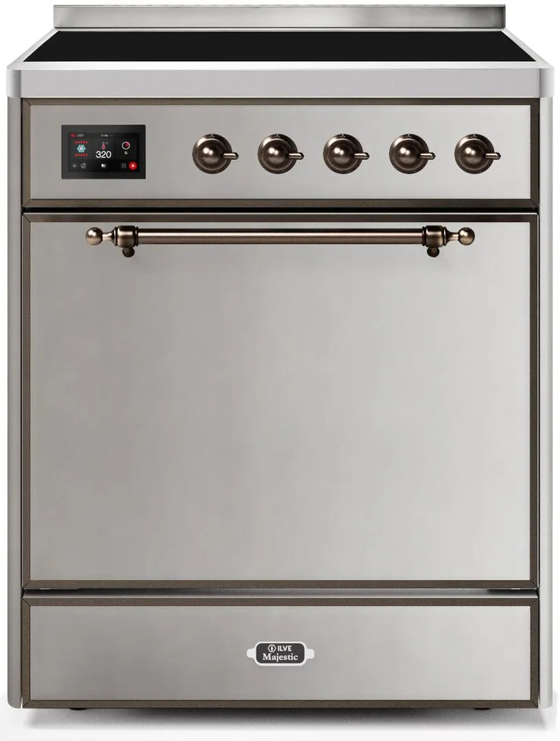 Ilve UMI30QNE3SSB Majestic Ii 30 Inch Electric Freestanding Range In Stainless Steel With Bronze Trim Freestanding Ranges freestanding dual fuel range 30 inch