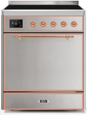 Ilve UMI30QNE3SSP Majestic Ii 30 Inch Electric Freestanding Range In Stainless Steel With Copper Trim Freestanding Ranges freestanding dual fuel range 30 inch