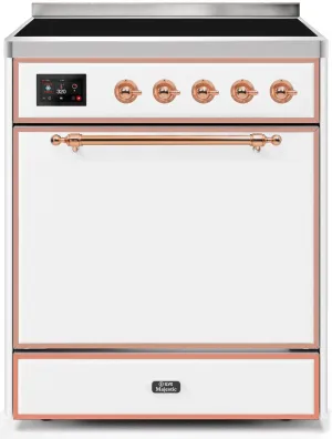 Ilve UMI30QNE3WHP Majestic Ii 30 Inch Electric Freestanding Range In White With Copper Trim Freestanding Ranges freestanding dual fuel range 30 inch