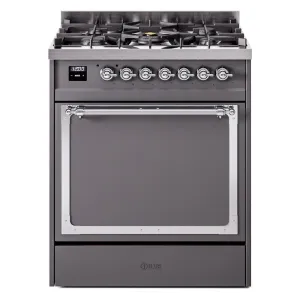 Ilve UN30QNMPMGC Ilve Un30Qnmpmgc Nostalgie Ii Noblesse 30" Dual Fuel Range (Natural Gas, Solid Door, Graphite Matte, Chrome) Freestanding Ranges freestanding dual fuel range 30 inch