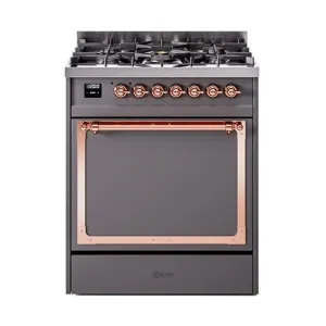 Ilve UN30QNMPMGPLP Ilve Un30Qnmpmgplp Nostalgie Ii Noblesse 30" Dual Fuel Range (Liquid Propane, Solid Door, Graphite Matte, Copper) Freestanding Ranges freestanding dual fuel range 30 inch