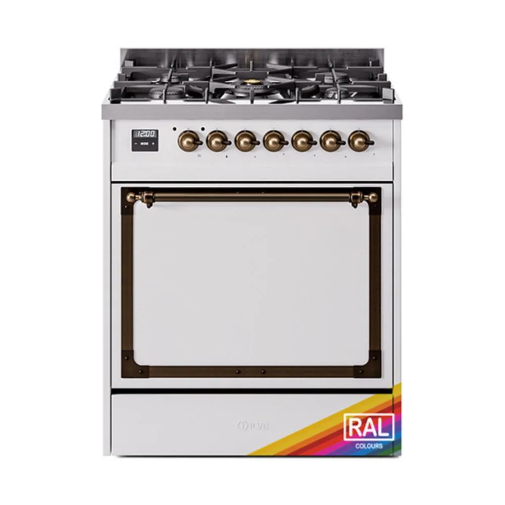 Ilve UN30QNMPRABLP Ilve Un30Qnmprablp Nostalgie Ii Noblesse 30" Dual Fuel Range (Liquid Propane, Solid Door, Ral, Burnished) Freestanding Ranges freestanding dual fuel range 30 inch