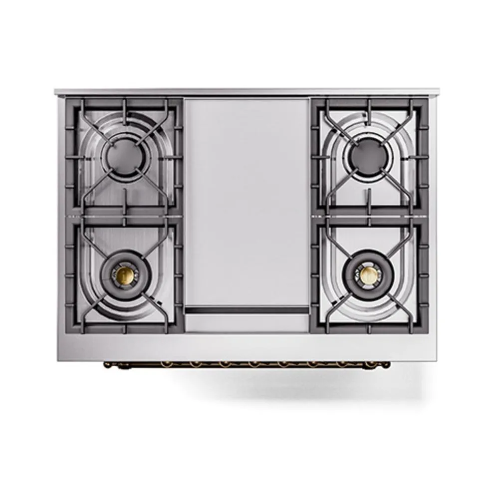 Ilve UN36FNMPBUBLP Ilve Un36Fnmpbublp Nostalgie Ii Noblesse 36" Dual Fuel Range (Liquid Propane, Triple Glass Door, Burgundy, Burnished)