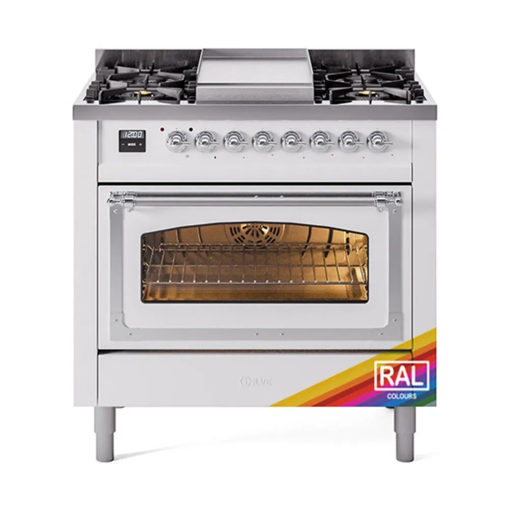 Ilve UN36FNMPRACLP Ilve Un36Fnmpraclp Nostalgie Ii Noblesse 36" Dual Fuel Range (Liquid Propane, Triple Glass Door, Ral, Chrome) Freestanding Ranges freestanding dual fuel range 30 inch