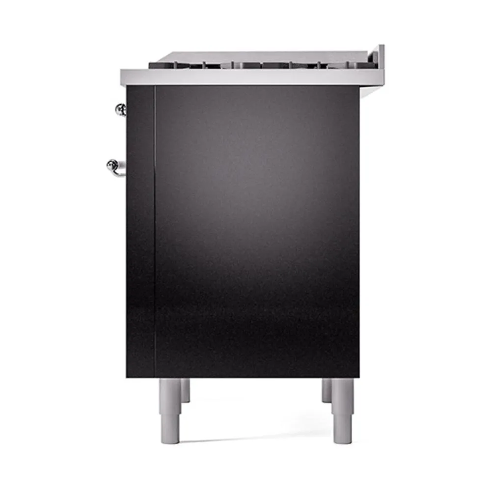 Ilve UN36FQNMPBKCLP Ilve Un36Fqnmpbkclp Nostalgie Ii Noblesse 36" Dual Fuel Range (Liquid Propane, Solid Door, Glossy Black, Chrome)