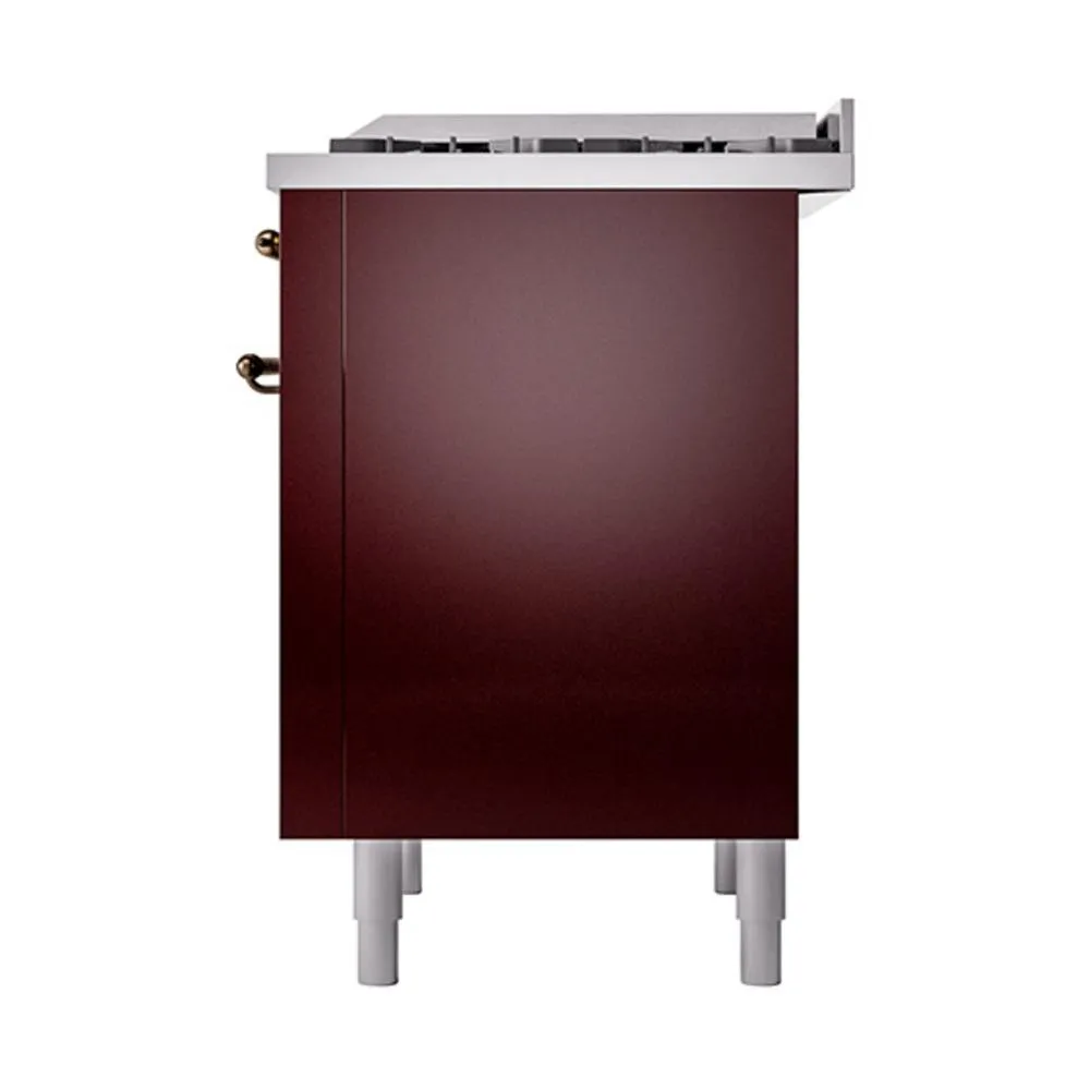 Ilve UN36FQNMPBUBLP Ilve Un36Fqnmpbublp Nostalgie Ii Noblesse 36" Dual Fuel Range (Liquid Propane, Solid Door, Burgundy, Burnished)