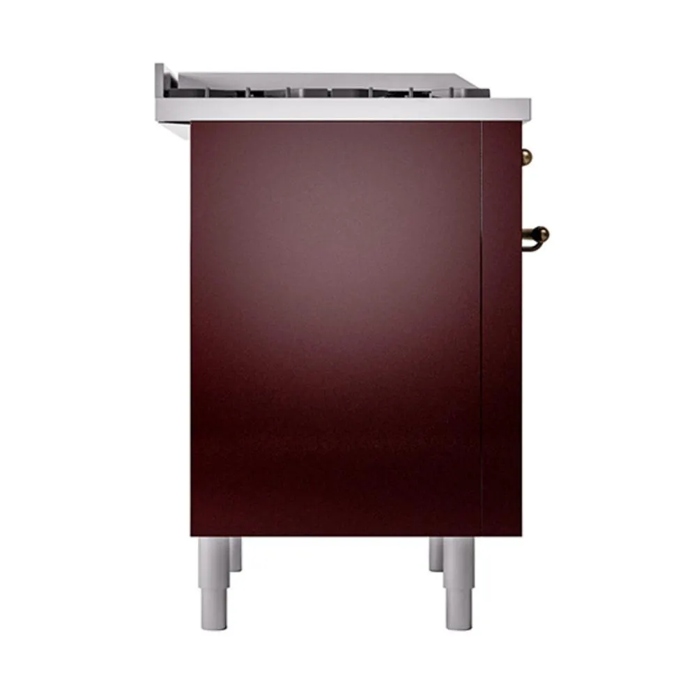 Ilve UN36FQNMPBUBLP Ilve Un36Fqnmpbublp Nostalgie Ii Noblesse 36" Dual Fuel Range (Liquid Propane, Solid Door, Burgundy, Burnished)