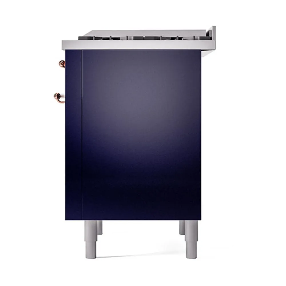 Ilve UN36FQNMPMBPLP Ilve Un36Fqnmpmbplp Nostalgie Ii Noblesse 36" Dual Fuel Range (Liquid Propane, Solid Door, Midnight Blue, Copper)