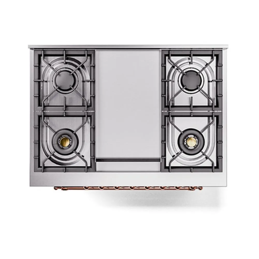 Ilve UN36FQNMPMBPLP Ilve Un36Fqnmpmbplp Nostalgie Ii Noblesse 36" Dual Fuel Range (Liquid Propane, Solid Door, Midnight Blue, Copper)