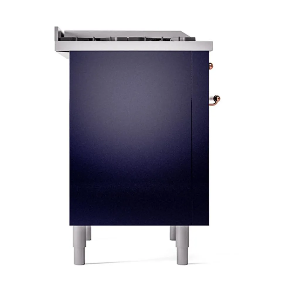 Ilve UN36FQNMPMBPLP Ilve Un36Fqnmpmbplp Nostalgie Ii Noblesse 36" Dual Fuel Range (Liquid Propane, Solid Door, Midnight Blue, Copper)
