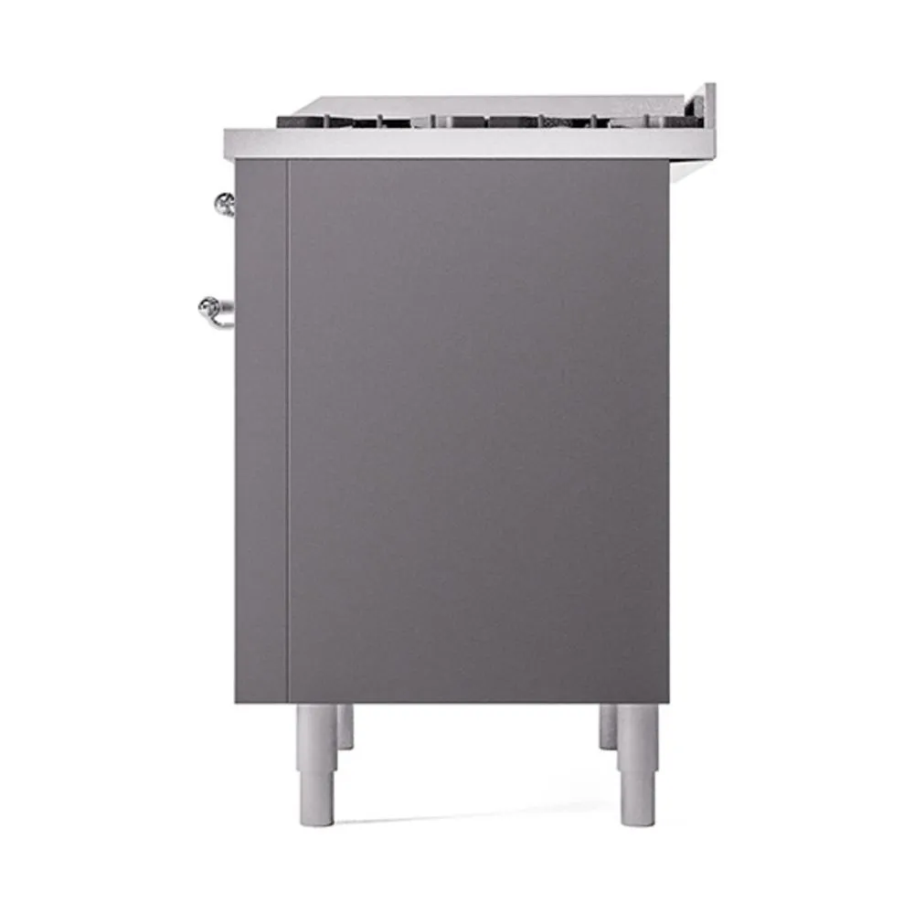 Ilve UN36FQNMPMGC Ilve Un36Fqnmpmgc Nostalgie Ii Noblesse 36" Dual Fuel Range (Natural Gas, Solid Door, Graphite Matte, Chrome)