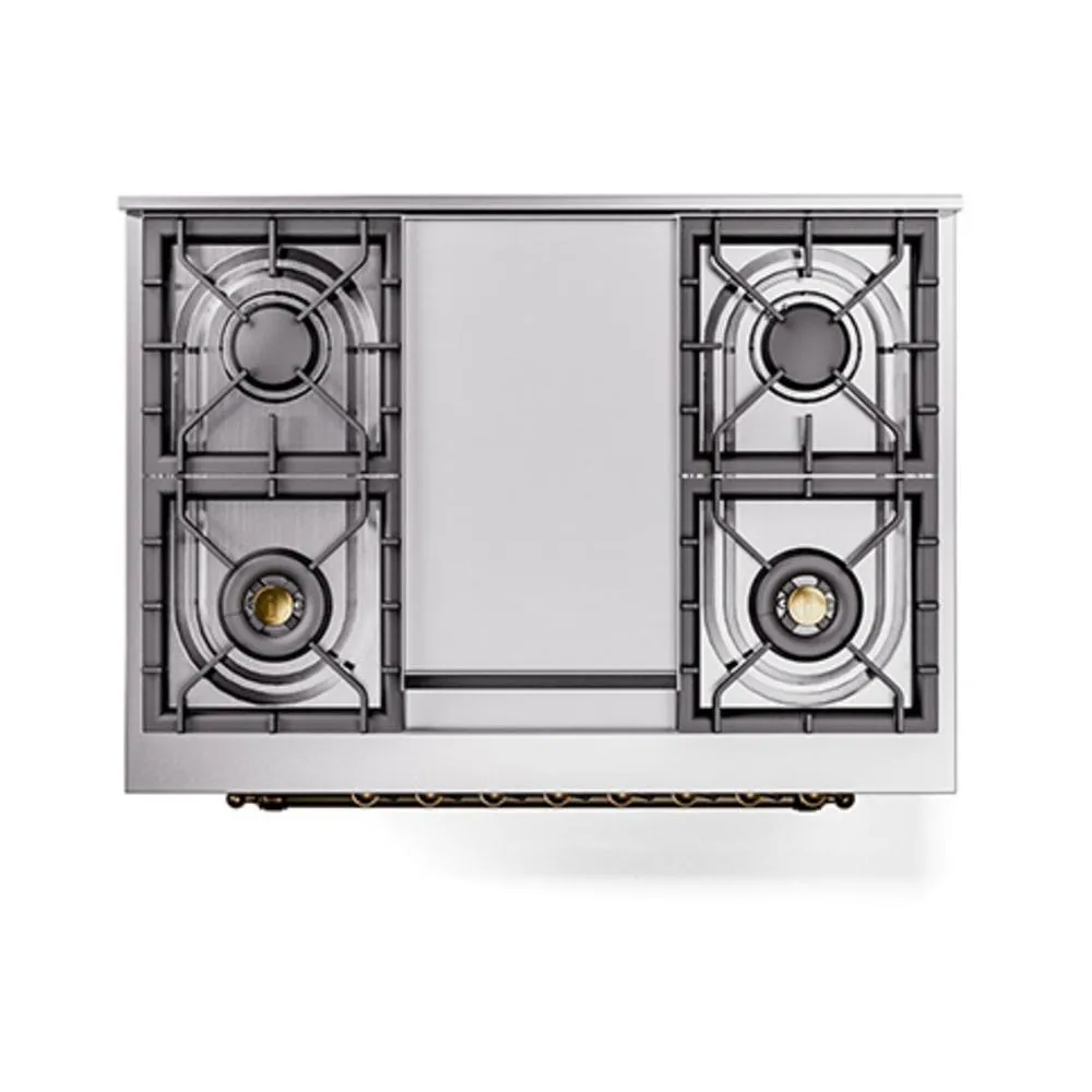 Ilve UN36FQNMPRAB Ilve Un36Fqnmprab Nostalgie Ii Noblesse 36" Dual Fuel Range (Natural Gas, Solid Door, Ral, Burnished)