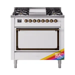 Ilve UN36FQNMPRAB Ilve Un36Fqnmprab Nostalgie Ii Noblesse 36" Dual Fuel Range (Natural Gas, Solid Door, Ral, Burnished) Freestanding Ranges freestanding dual fuel range 30 inch