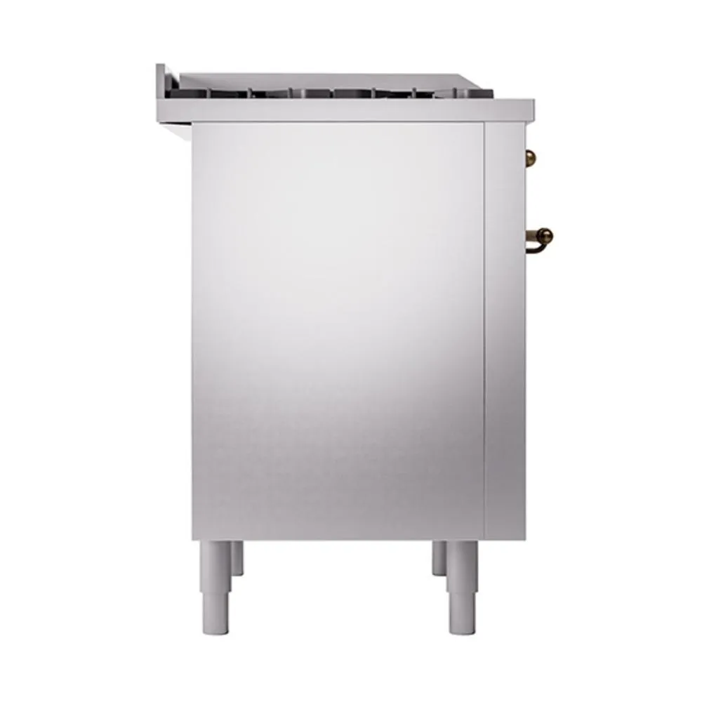 Ilve UN36FQNMPSSB Ilve Un36Fqnmpssb Nostalgie Ii Noblesse 36" Dual Fuel Range (Natural Gas, Solid Door, Stainless Steel, Burnished)