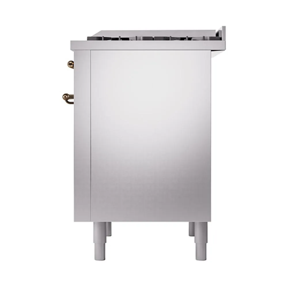 Ilve UN36FQNMPSSB Ilve Un36Fqnmpssb Nostalgie Ii Noblesse 36" Dual Fuel Range (Natural Gas, Solid Door, Stainless Steel, Burnished)