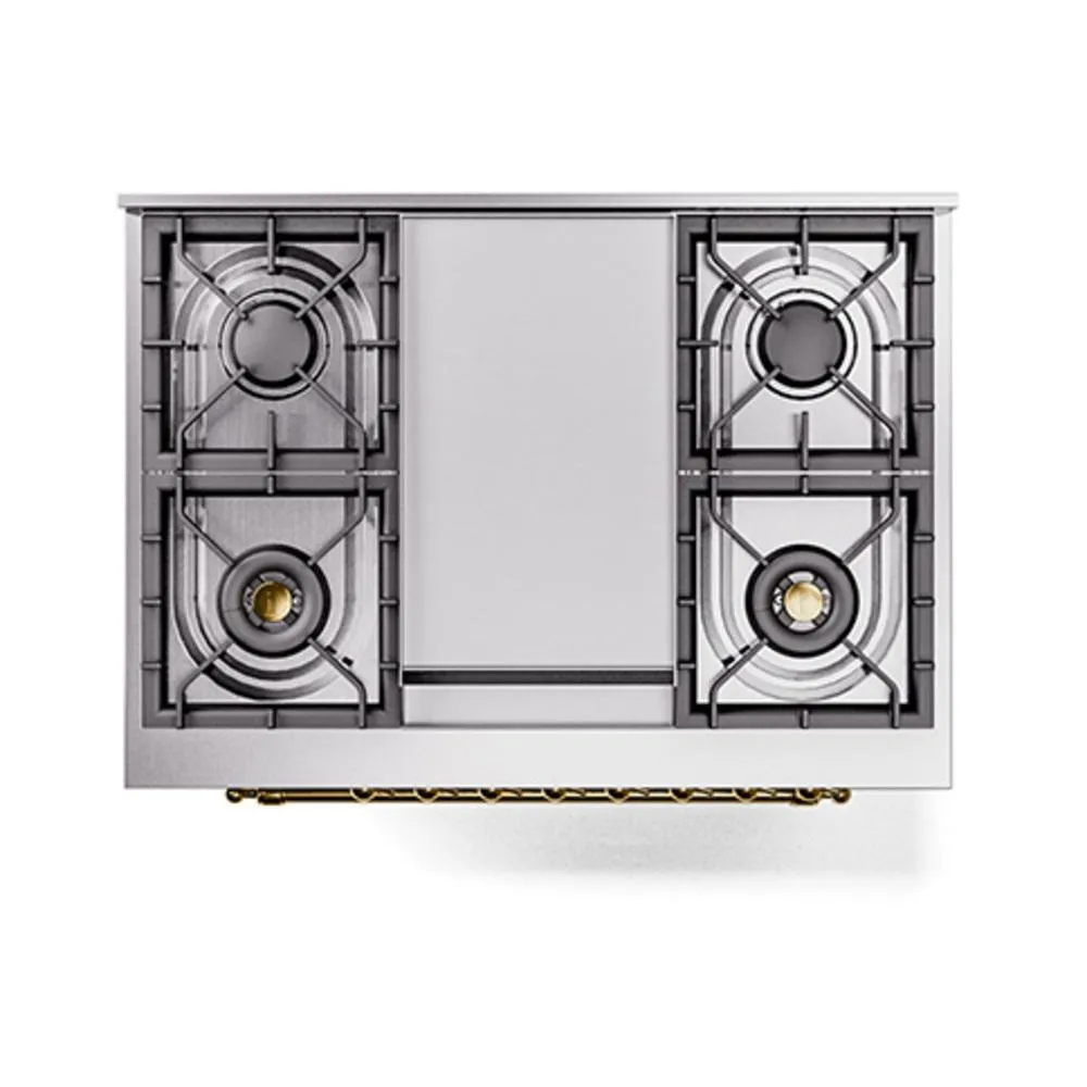 Ilve UN36FQNMPSSGLP Ilve Un36Fqnmpssglp Nostalgie Ii Noblesse 36" Dual Fuel Range (Liquid Propane, Solid Door, Stainless Steel, Brass)