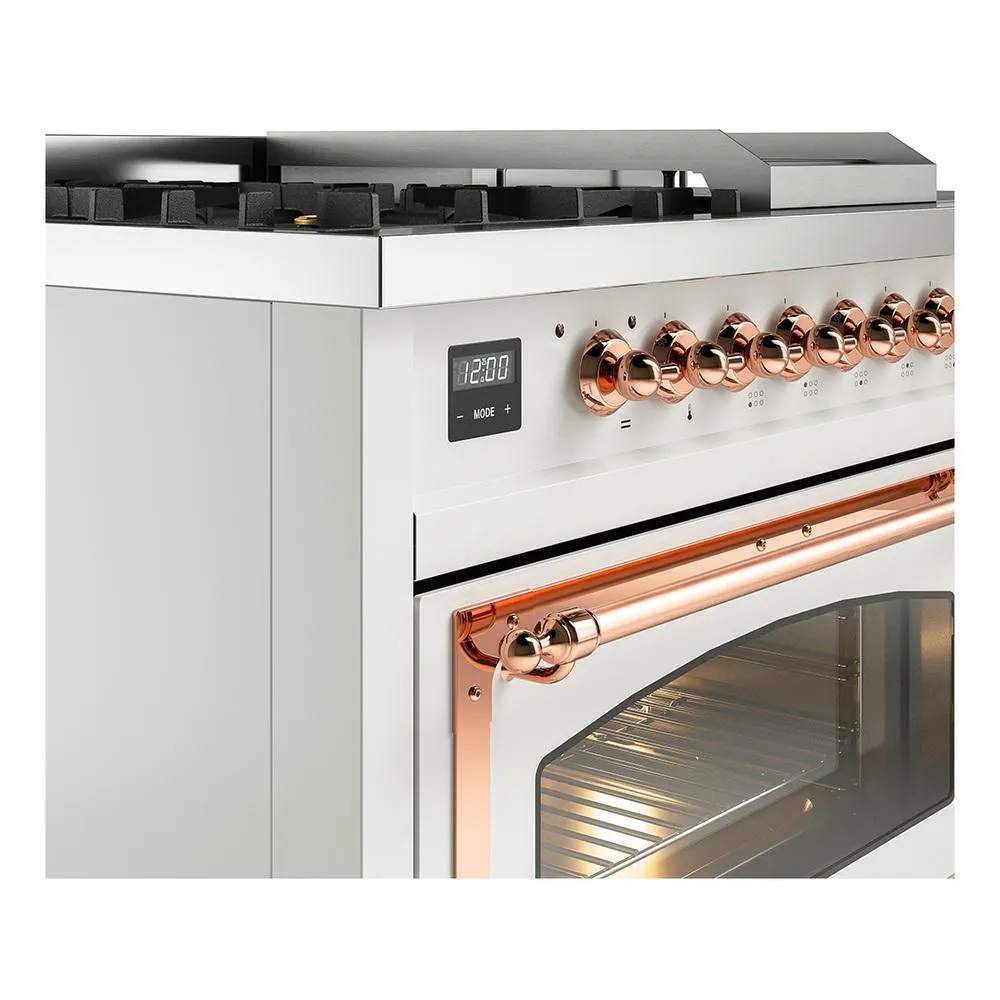 Ilve UN48FSNMPRAPLP Ilve Un48Fsnmpraplp Nostalgie Ii Noblesse 48" Dual Fuel Range (5 Sealed Burners   Griddle   French Top, Liquid Propane, Triple Glass Door, Ral, Copper)