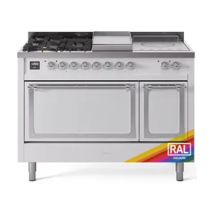 Ilve UN48FSQNMPRAC Ilve Un48Fsqnmprac Nostalgie Ii Noblesse 48" Dual Fuel Range (5 Sealed Burners   Griddle   French Top, Natural Gas, Solid Door, Ral, Chrome) Freestanding Ranges freestanding dual fuel range 30 inch