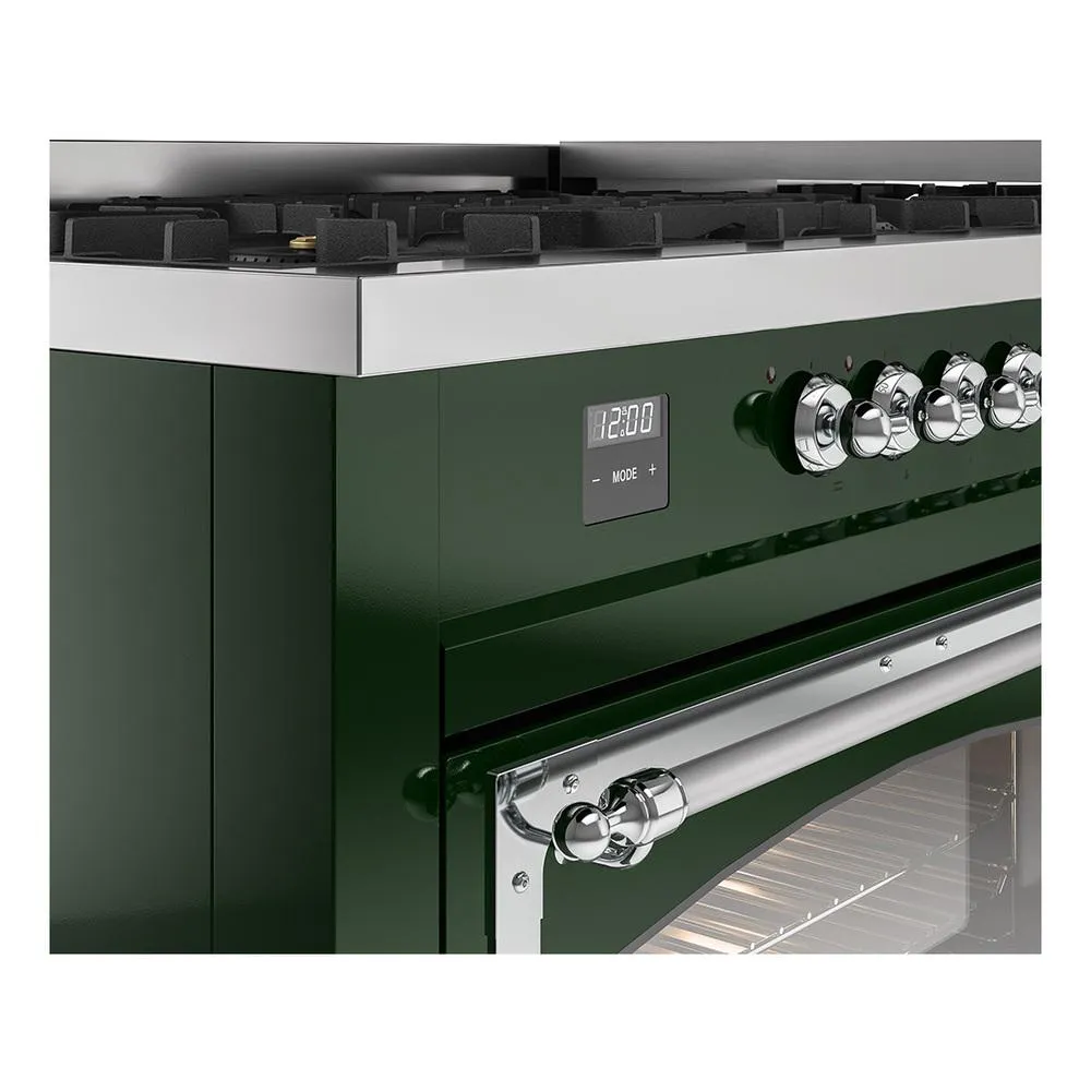 Ilve UN60FNMPEGC Ilve Un60Fnmpegc Nostalgie Ii Noblesse 60" Dual Fuel Range (9 Sealed Burners   Griddle, Natural Gas, Triple Glass Door, Emerald Green, Chrome)