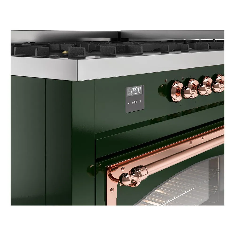 Ilve UN60FNMPEGP Ilve Un60Fnmpegp Nostalgie Ii Noblesse 60" Dual Fuel Range (9 Sealed Burners   Griddle, Natural Gas, Triple Glass Door, Emerald Green, Copper)