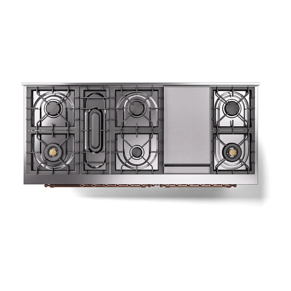 Ilve UN60FNMPEGP Ilve Un60Fnmpegp Nostalgie Ii Noblesse 60" Dual Fuel Range (9 Sealed Burners   Griddle, Natural Gas, Triple Glass Door, Emerald Green, Copper)