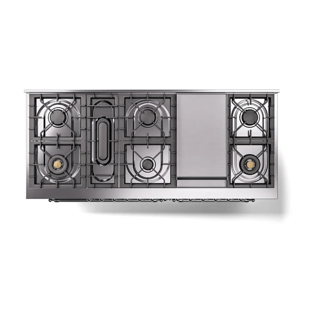 Ilve UN60FNMPMBCLP Ilve Un60Fnmpmbclp Nostalgie Ii Noblesse 60" Dual Fuel Range (9 Sealed Burners   Griddle, Liquid Propane, Triple Glass Door, Midnight Blue, Chrome)
