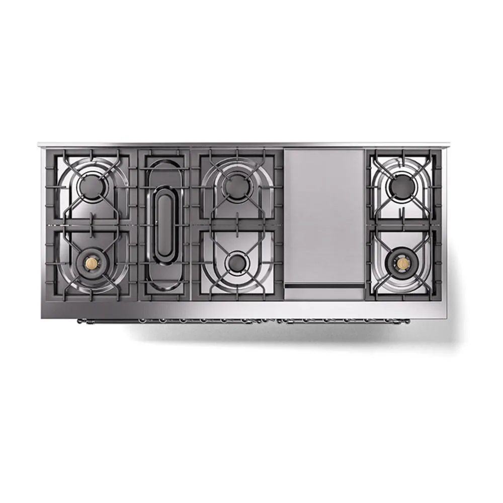 Ilve UN60FNMPMGC Ilve Un60Fnmpmgc Nostalgie Ii Noblesse 60" Dual Fuel Range (9 Sealed Burners   Griddle, Natural Gas, Triple Glass Door, Graphite Matte, Chrome)