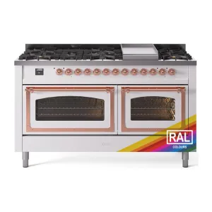 Ilve UN60FNMPRAPLP Ilve Un60Fnmpraplp Nostalgie Ii Noblesse 60" Dual Fuel Range (9 Sealed Burners   Griddle, Liquid Propane, Triple Glass Door, Ral, Copper) Professional Ranges dual fuel professional range 36 inch