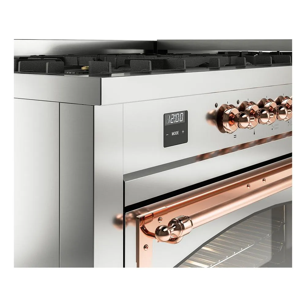 Ilve UN60FNMPSSP Ilve Un60Fnmpssp Nostalgie Ii Noblesse 60" Dual Fuel Range (9 Sealed Burners   Griddle, Natural Gas, Triple Glass Door, Stainless Steel, Copper)