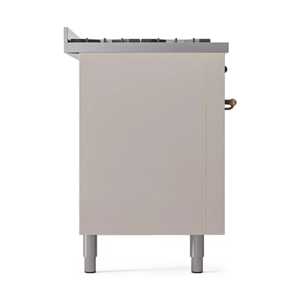 Ilve UN60FQNMPAWB Ilve Un60Fqnmpawb Nostalgie Ii Noblesse 60" Dual Fuel Range (9 Sealed Burners   Griddle, Natural Gas, Solid Door, Antique White, Burnished)