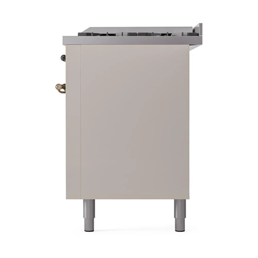 Ilve UN60FQNMPAWB Ilve Un60Fqnmpawb Nostalgie Ii Noblesse 60" Dual Fuel Range (9 Sealed Burners   Griddle, Natural Gas, Solid Door, Antique White, Burnished)