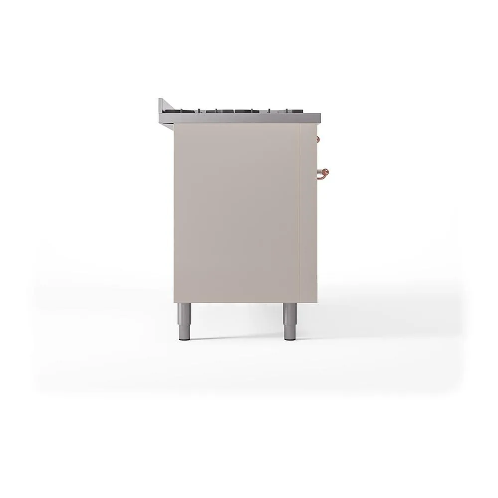 Ilve UN60FQNMPAWP Ilve Un60Fqnmpawp Nostalgie Ii Noblesse 60" Dual Fuel Range (9 Sealed Burners   Griddle, Natural Gas, Solid Door, Antique White, Copper)