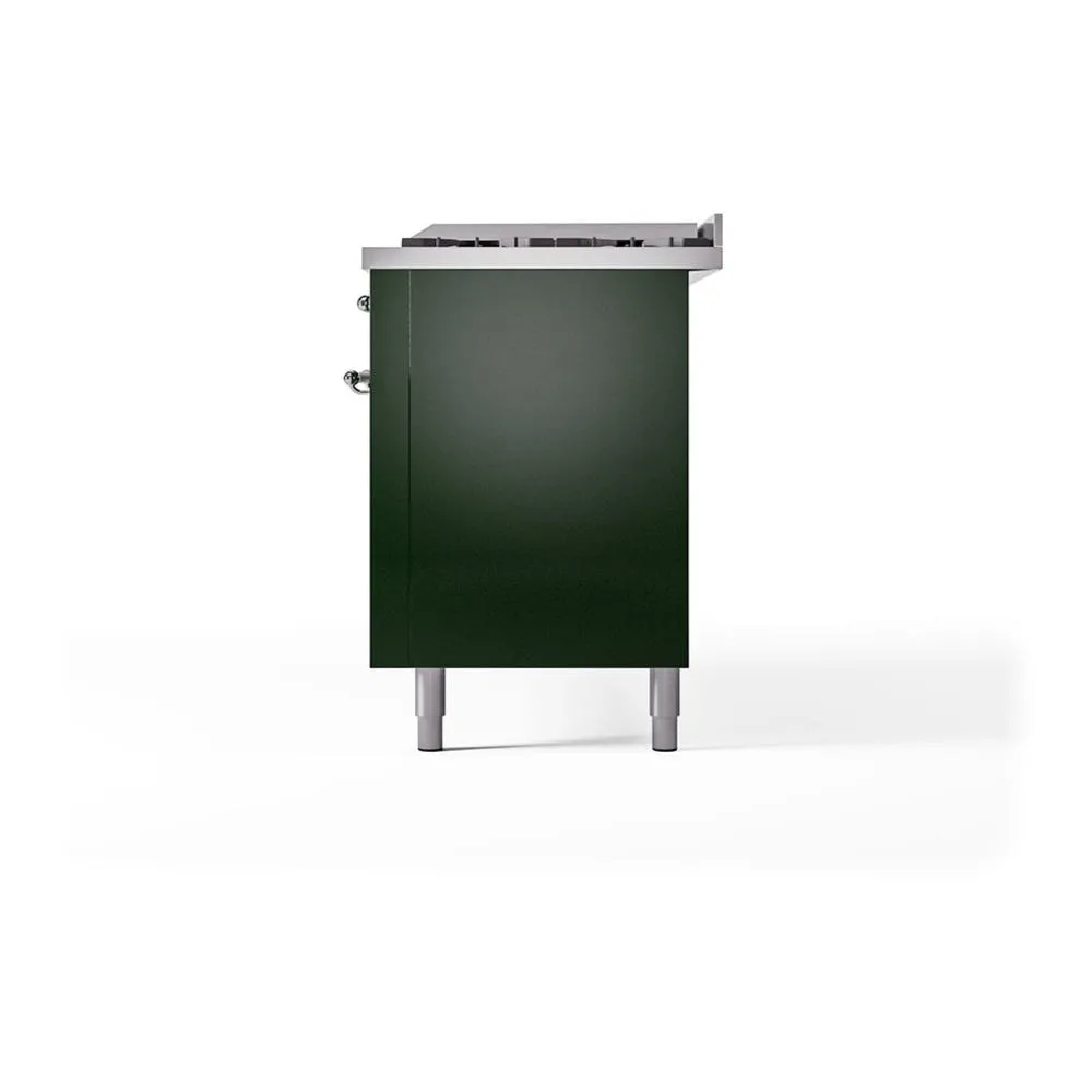 Ilve UN60FQNMPEGCLP Ilve Un60Fqnmpegclp Nostalgie Ii Noblesse 60" Dual Fuel Range (9 Sealed Burners   Griddle, Liquid Propane, Solid Door, Emerald Green, Chrome)