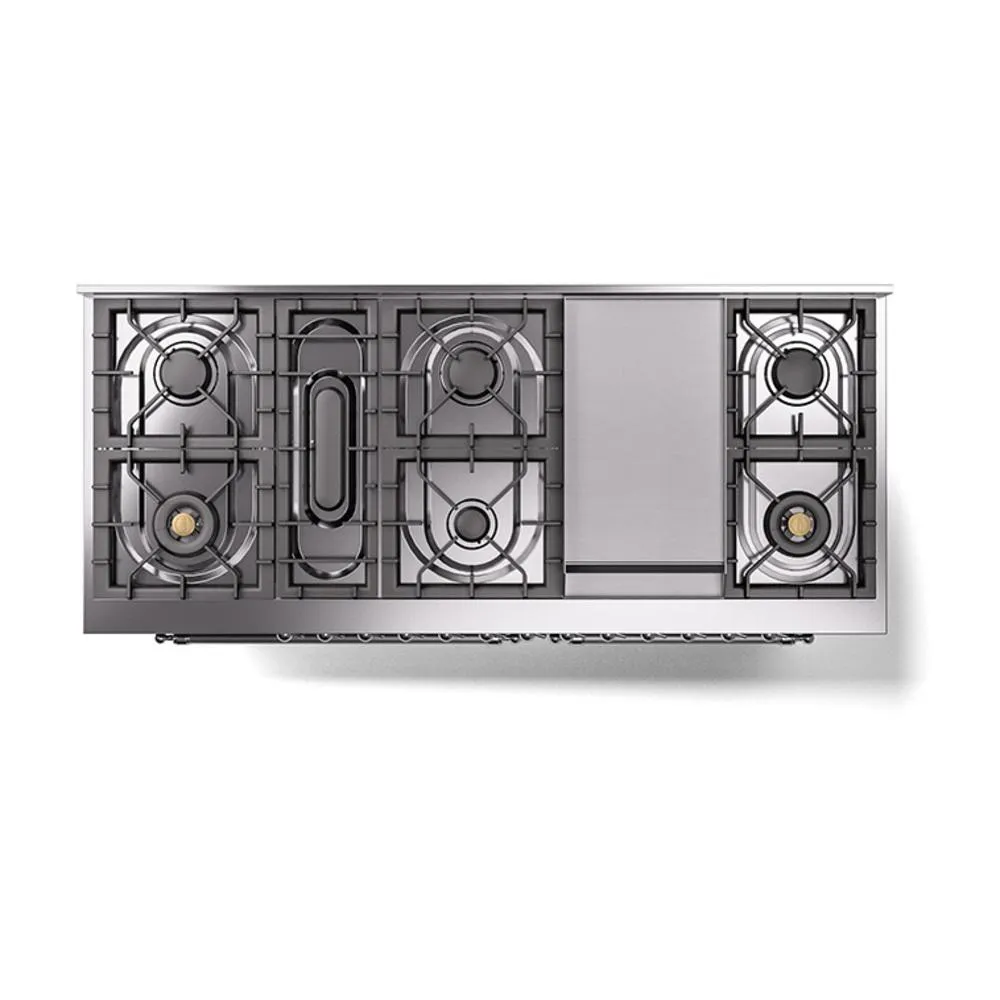 Ilve UN60FQNMPEGCLP Ilve Un60Fqnmpegclp Nostalgie Ii Noblesse 60" Dual Fuel Range (9 Sealed Burners   Griddle, Liquid Propane, Solid Door, Emerald Green, Chrome)
