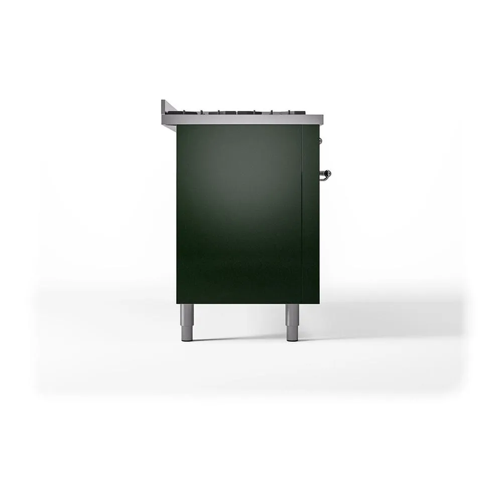 Ilve UN60FQNMPEGCLP Ilve Un60Fqnmpegclp Nostalgie Ii Noblesse 60" Dual Fuel Range (9 Sealed Burners   Griddle, Liquid Propane, Solid Door, Emerald Green, Chrome)